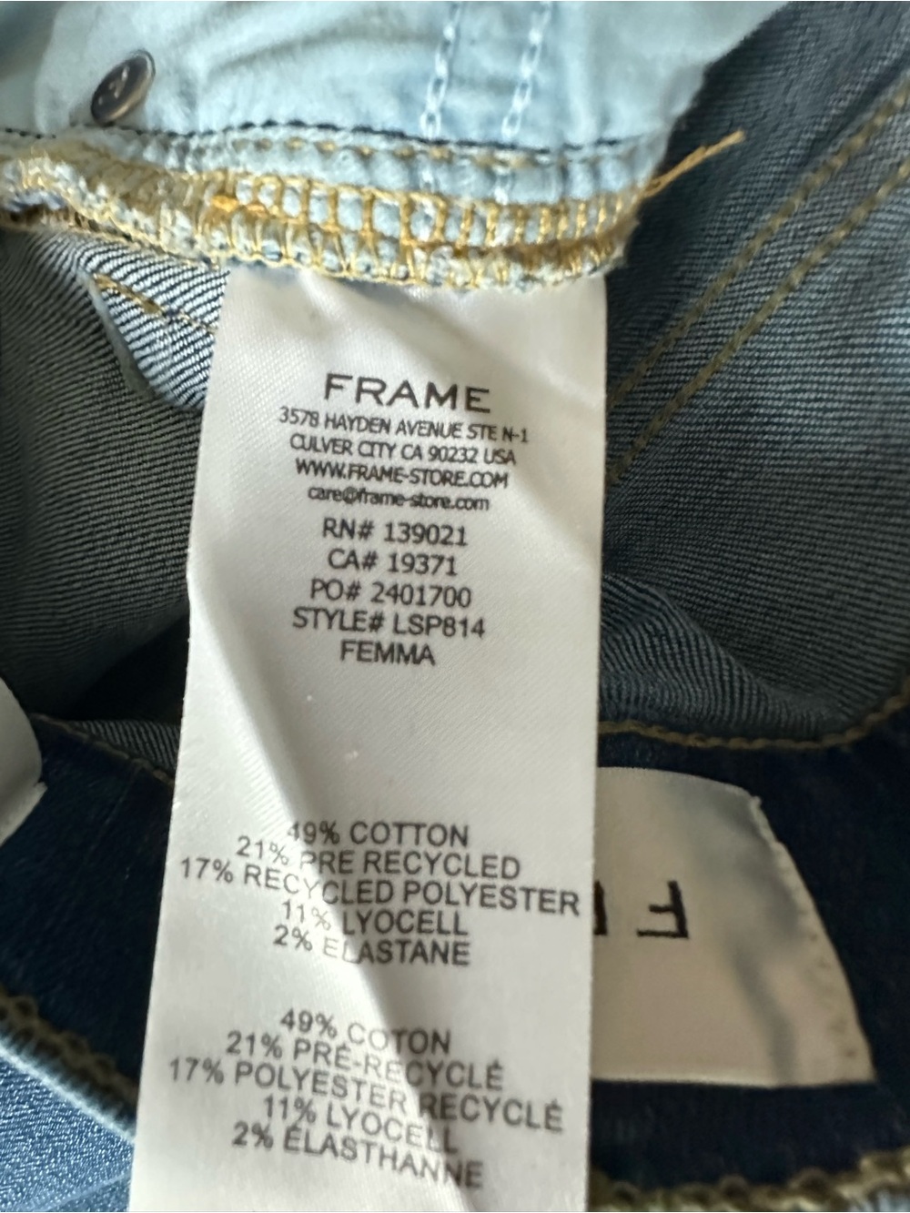 Frame Le Slim Palazzo High Rise Wide Leg Jean in Femma size 29 - Picture 7 of 15